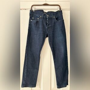 True Religion Size 33 Dark Blue Rocco Relaxed Slim Jeans Like New‎
